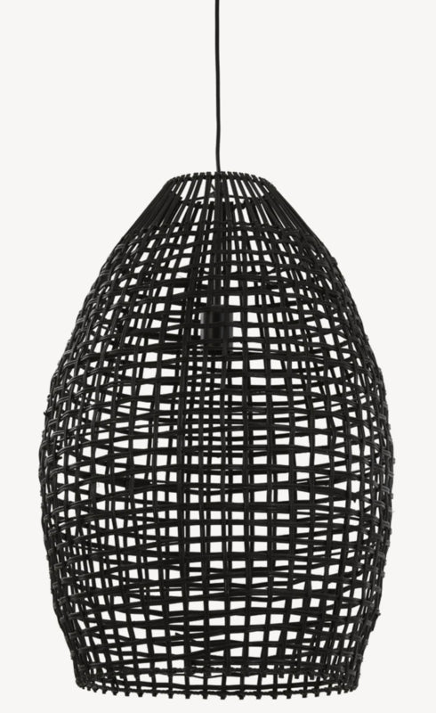 Hanglamp Sien van zwart rotan 46 cm