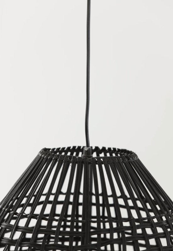 Hanglamp Sien van zwart rotan 46 cm