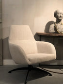 Fauteuil Ties in ecrukleurige stof met draaipoot