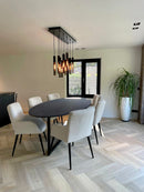 Eetkamerstoel Ivy in off‑white Aquaclean stof met zwarte poten