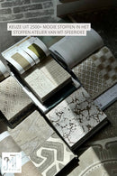 Eetkamerstoel Ivy in off‑white Aquaclean stof met zwarte poten