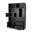 Kast Helsinki in zwart eiken fineer vakkenkast met twee deurtjes - 150x45x220 cm