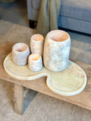 Albast windlicht in beigekleur XL - H25 x D15 cm