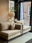 Bank Anneloes 1/2 3 zits element met 1 armleuning in zandkleurige stof