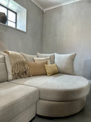 Bank Touch met rond eiland in naturelkleurige linnen-katoen stof - 2,5 zits met rond eiland 160 cm