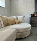 Bank Touch met rond eiland in naturelkleurige linnen-katoen stof - 2,5 zits met rond eiland 160 cm