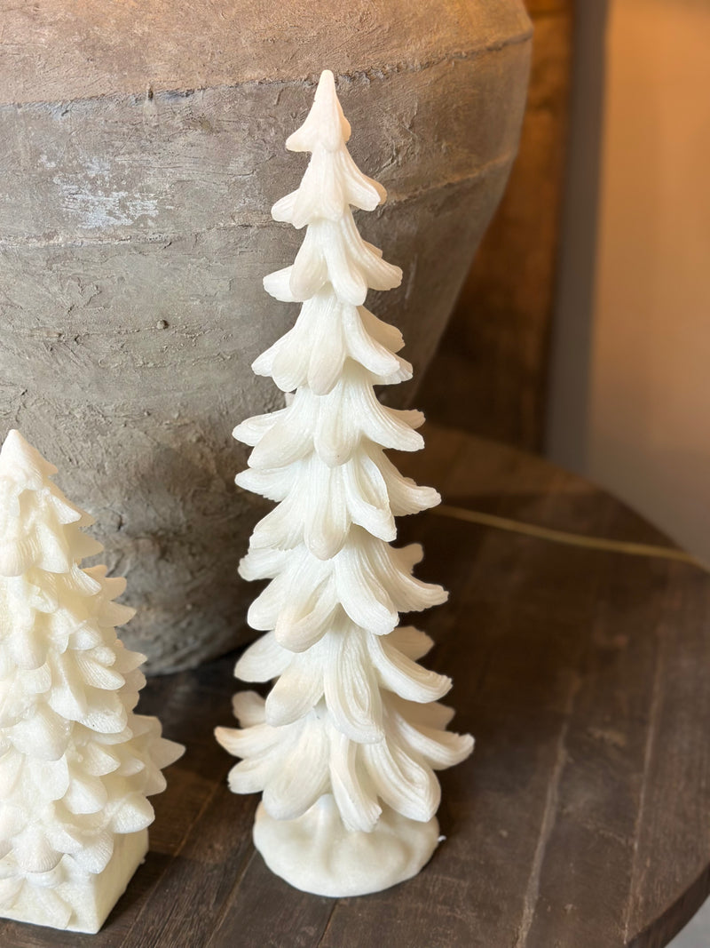 Beeldje van witte kerstboom - H41 x D15 cm