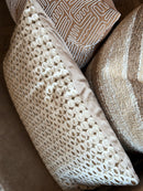 Champagnekleurig kussen met bruine print - 30x50 cm - Filippa Sepia