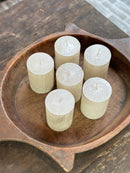 Cilinderkaars metallic champagnekleur – 7×10 cm