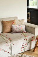 Hoekbank Tori in fluffy parelmoer stof – 344 × 358 cm