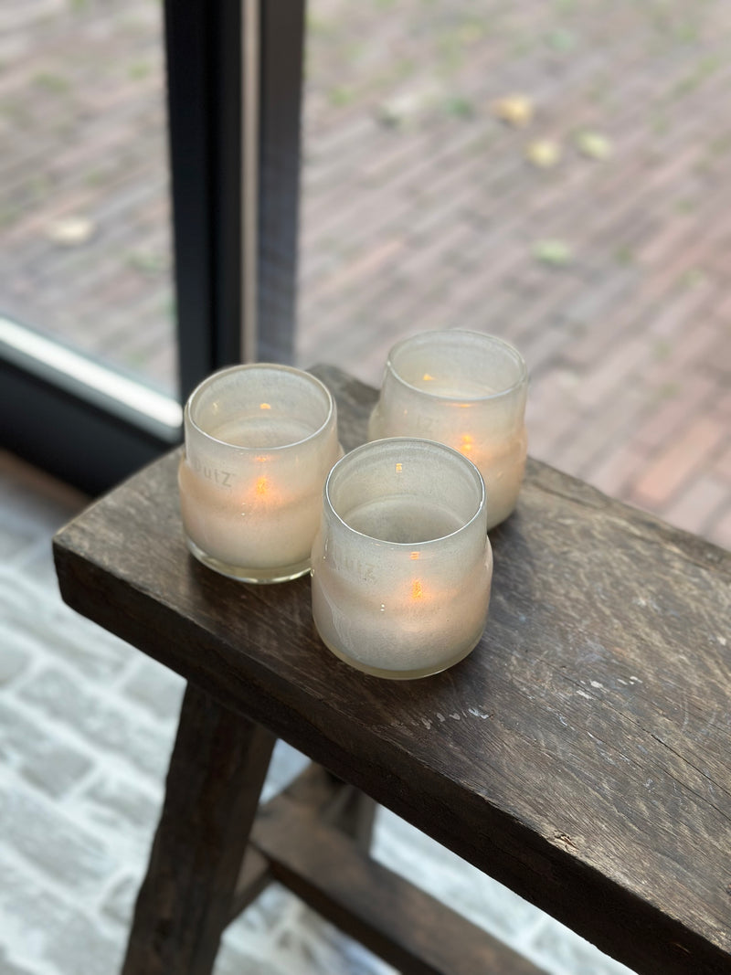 DutZ Collection windlicht Maartje beige - H8 x D8 cm