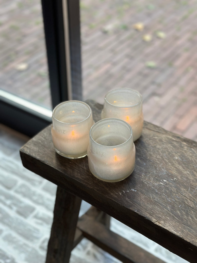 DutZ Collection windlicht Maartje beige - H8 x D8 cm