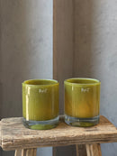 DutZ Collection windlicht in geelgroene kleur - D13 x H16 cm - Chartreuse