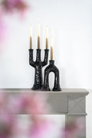 Kandelaar van zwart geglazuurd aardewerk - Blix Large