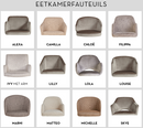 Eetkamerstoel Ivy in off‑white Aquaclean stof met zwarte poten