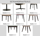 Eetkamerstoel Ivy in off‑white Aquaclean stof met zwarte poten