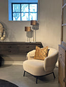 Fauteuil David in beigekleurige safari stof