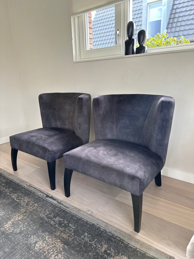 Fauteuil Grace in antraciet grijze velours stof