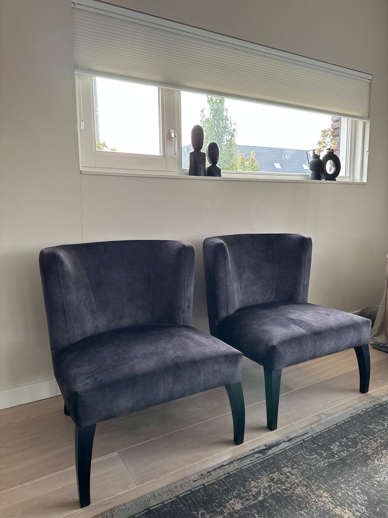 Fauteuil Grace in antraciet grijze velours stof