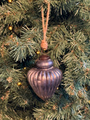 Glazen kersthanger kegel in donker zilveren kleur - D7 x H13 cm