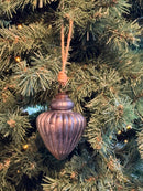 Glazen kersthanger kegel in donker zilveren kleur - D7 x H13 cm