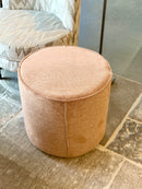 Hocker Mops in oudroze stof - D50 x H48 cm