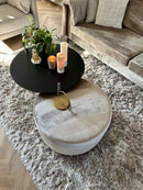 Pouf in champagnekleurige Italiaanse velours stof - H40 x D70 cm