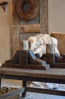 Donkerbruine houten poerkandelaar – L13 × B55 × H16 cm