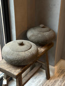 Donkerbruine houten pot met deksel - D29 x H14 cm