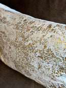 Champagnekleurig kussen met gouden opdruk en kraaltjes - 40x60 cm - Selene Pumice Stone