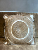 Wit linnen kussen met jute opstiksels en patronen - 45x45 cm - Lei Natural