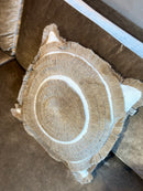 Wit linnen kussen met jute opstiksels en patronen - 45x45 cm - Lei Natural