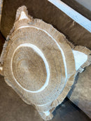 Wit linnen kussen met jute opstiksels en patronen - 45x45 cm - Lei Natural