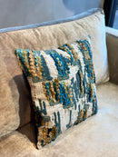 Blauw kussen met borduursels en stiksels - 45x45 cm - Darci Insignia Blue