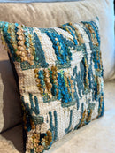 Blauw kussen met borduursels en stiksels - 45x45 cm - Darci Insignia Blue