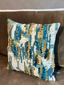 Blauw kussen met borduursels en stiksels - 45x45 cm - Darci Insignia Blue