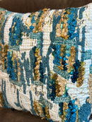 Blauw kussen met borduursels en stiksels - 45x45 cm - Darci Insignia Blue