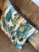 Blauw kussen met borduursels en stiksels - 45x45 cm - Darci Insignia Blue