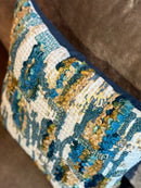 Blauw kussen met borduursels en stiksels - 45x45 cm - Darci Insignia Blue