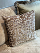 Kussen met velours opdruk in taupekleur - 50x50 cm - Talissa Dark Sand