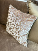 Kussen met velours opdruk in taupekleur - 50x50 cm - Talissa Dark Sand