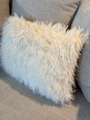 Faux-bont kussen met witte schapenkrulletjes - 30x45 cm - Azila EXCLUSIVE Off White