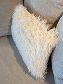Faux-bont kussen met witte schapenkrulletjes - 30x45 cm - Azila EXCLUSIVE Off White