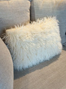 Faux-bont kussen met witte schapenkrulletjes - 30x45 cm - Azila EXCLUSIVE Off White