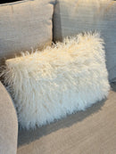 Faux-bont kussen met witte schapenkrulletjes - 30x45 cm - Azila EXCLUSIVE Off White