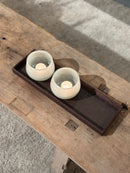 Leren dienblad rechthoek Maria maat S in donkerbruine krokoprint - 40x12x2,5 cm