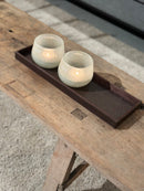 Leren dienblad rechthoek Maria maat S in donkerbruine krokoprint - 40x12x2,5 cm