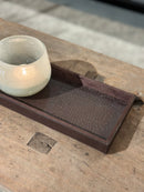 Leren dienblad rechthoek Maria maat S in donkerbruine krokoprint - 40x12x2,5 cm