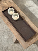 Leren dienblad rechthoek Maria maat M in donkerbruine krokoprint - 60x20x2,5 cm