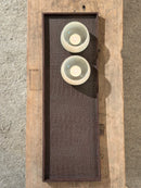 Leren dienblad rechthoek Maria maat M in donkerbruine krokoprint - 60x20x2,5 cm